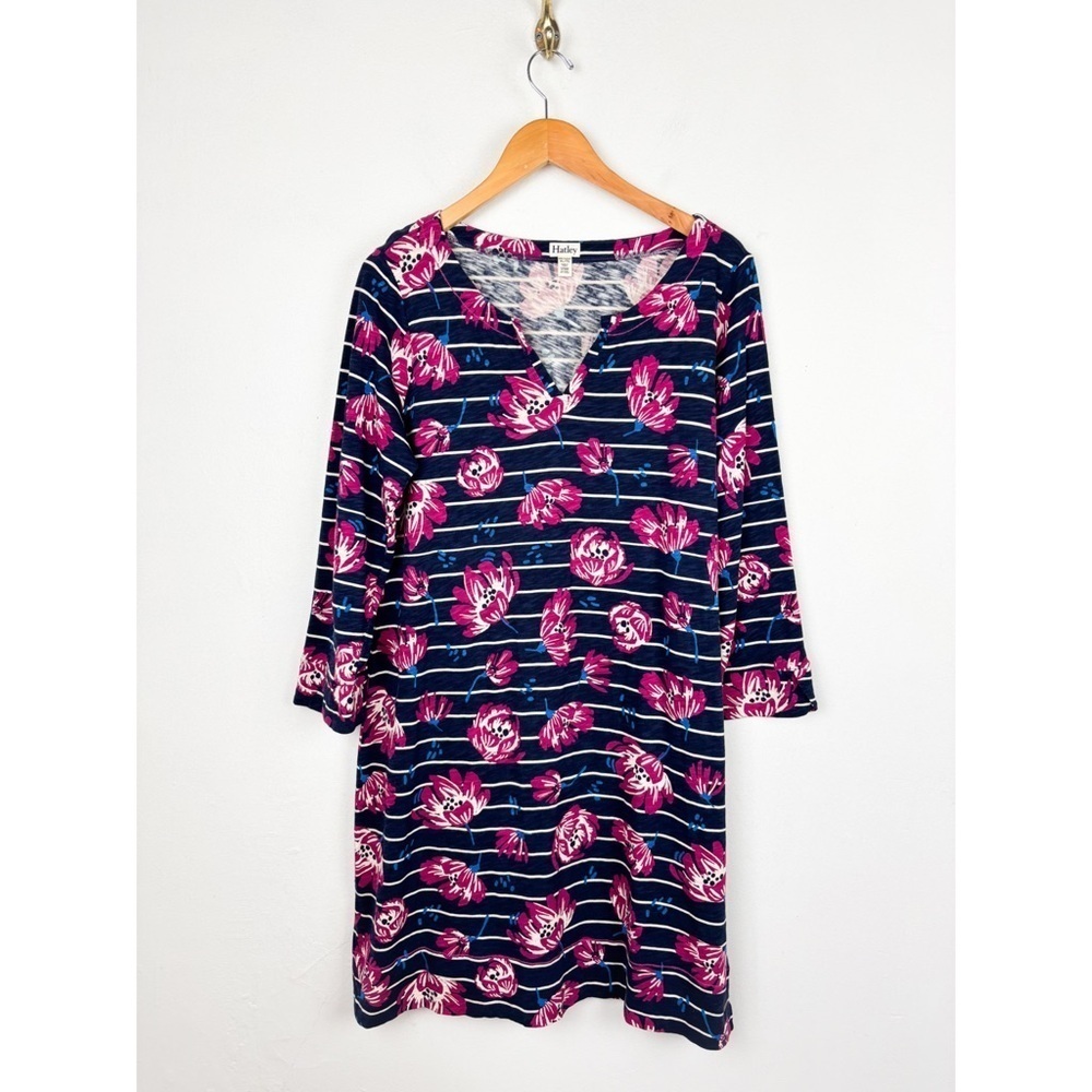 Hatley Striped Floral Cotton Shift Dress Sz XL